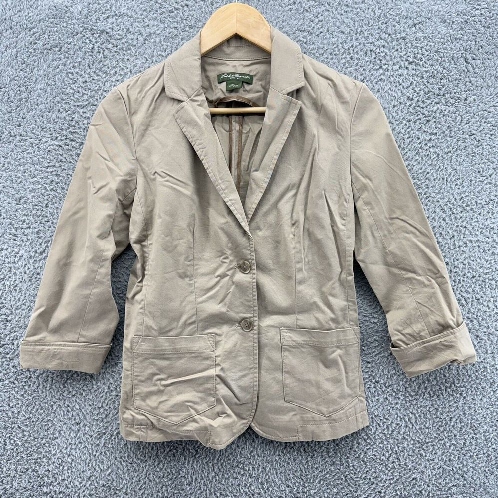Eddie Bauer Women's‎ Cotton Khaki Canvas Chore Field Coat Jacket Size 4 Small